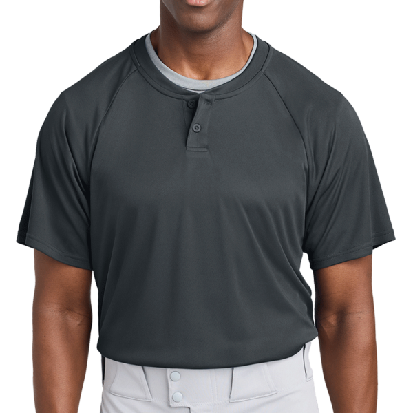Sport Tek PosiCharge ® Competitor 2 Button Henley, Iron Grey, Front view