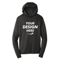 Sport Tek PosiCharge ® Competitor Hooded Pullover, Black, Front view, Mockup