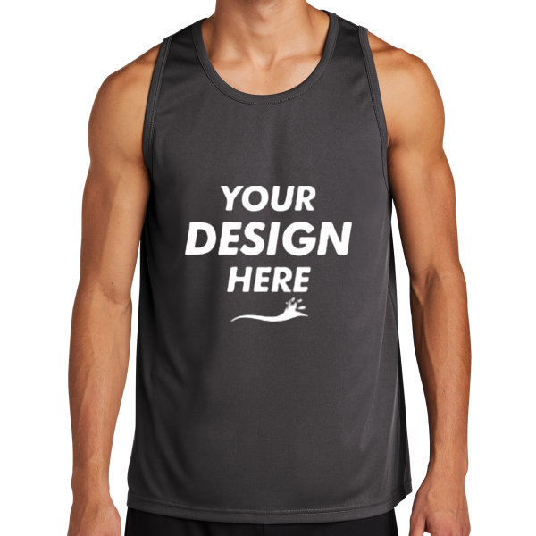 Sport Tek PosiCharge ® Competitor Tank, Iron Grey, Front view, Mockup