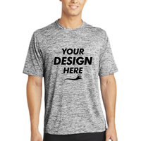Sport Tek PosiCharge ® Electric Heather Tee, Black Electric, Front view, Mockup