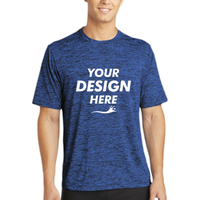 Sport Tek PosiCharge ® Electric Heather Tee, Dark Royal-Black Electric, Front view, Mockup