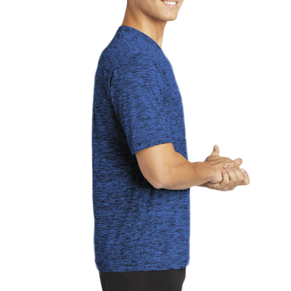 Sport Tek PosiCharge ® Electric Heather Tee, Dark Royal-Black Electric, Right Sleeve view