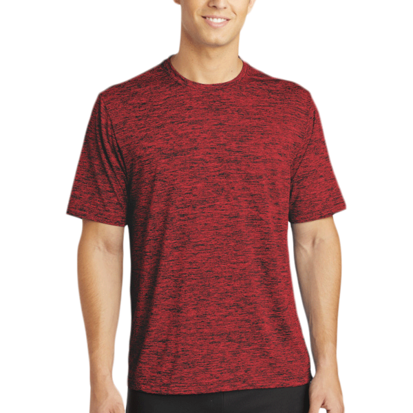 Sport Tek PosiCharge ® Electric Heather Tee, Deep Red-Black Electric, Front view
