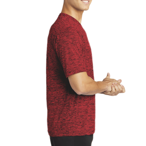 Sport Tek PosiCharge ® Electric Heather Tee, Deep Red-Black Electric, Right Sleeve view