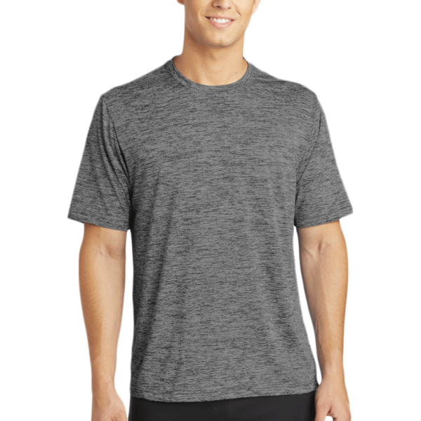 Sport Tek PosiCharge ® Electric Heather Tee, Grey-Black Electric, Front view