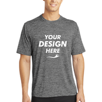 Sport Tek PosiCharge ® Electric Heather Tee, Grey-Black Electric, Front view, Mockup