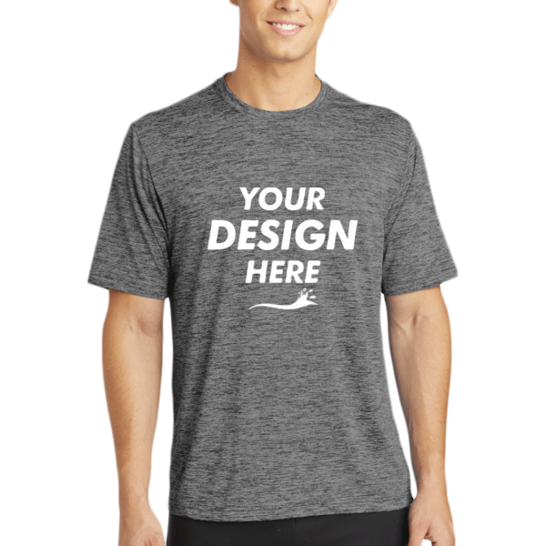 Sport Tek PosiCharge ® Electric Heather Tee, Grey-Black Electric, Front view, Mockup
