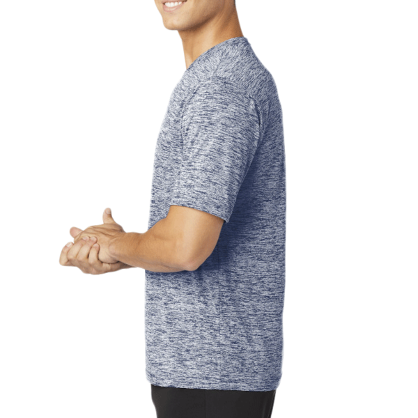 Sport Tek PosiCharge ® Electric Heather Tee, True Navy Electric, Left Sleeve view