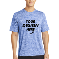 Sport Tek PosiCharge ® Electric Heather Tee, True Royal Electric, Front view, Mockup