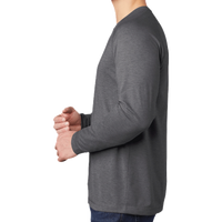 Sport Tek PosiCharge ® Long Sleeve Tri Blend Wicking Raglan Tee, Dark Grey Heather / Dark Grey Heather, Left Sleeve view