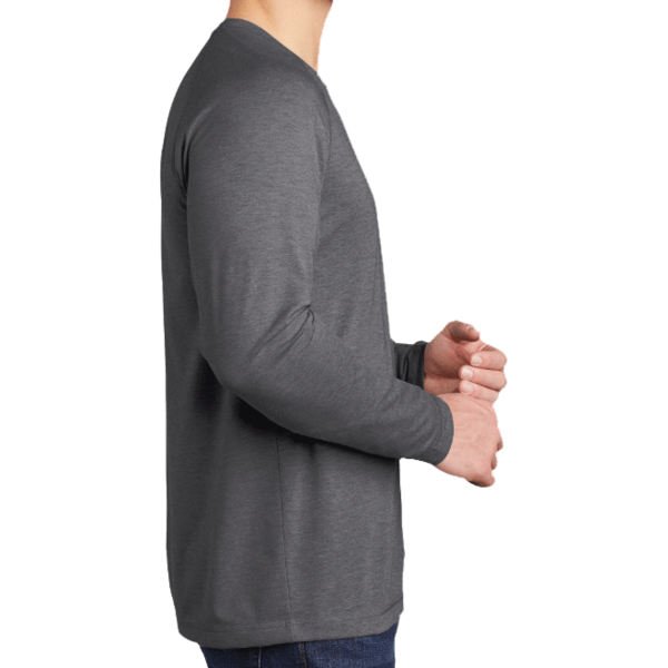 Sport Tek PosiCharge ® Long Sleeve Tri Blend Wicking Raglan Tee, Dark Grey Heather / Dark Grey Heather, Right Sleeve view