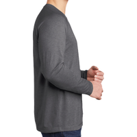 Sport Tek PosiCharge ® Long Sleeve Tri Blend Wicking Raglan Tee, Dark Grey Heather / Dark Grey Heather, Right Sleeve view