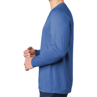 Sport Tek PosiCharge ® Long Sleeve Tri Blend Wicking Raglan Tee, True Royal Heather / True Royal Heather, Left Sleeve view
