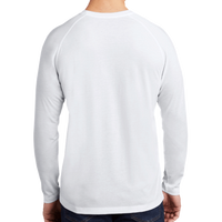 Sport Tek PosiCharge ® Long Sleeve Tri Blend Wicking Raglan Tee, White Triad Solid / White Triad Solid, Back view