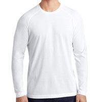 Sport Tek PosiCharge ® Long Sleeve Tri Blend Wicking Raglan Tee, White Triad Solid / White Triad Solid, Front view