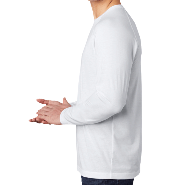 Sport Tek PosiCharge ® Long Sleeve Tri Blend Wicking Raglan Tee, White Triad Solid / White Triad Solid, Left Sleeve view