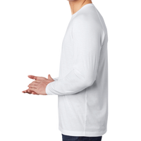 Sport Tek PosiCharge ® Long Sleeve Tri Blend Wicking Raglan Tee, White Triad Solid / White Triad Solid, Left Sleeve view