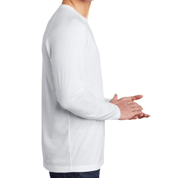 Sport Tek PosiCharge ® Long Sleeve Tri Blend Wicking Raglan Tee, White Triad Solid / White Triad Solid, Right Sleeve view