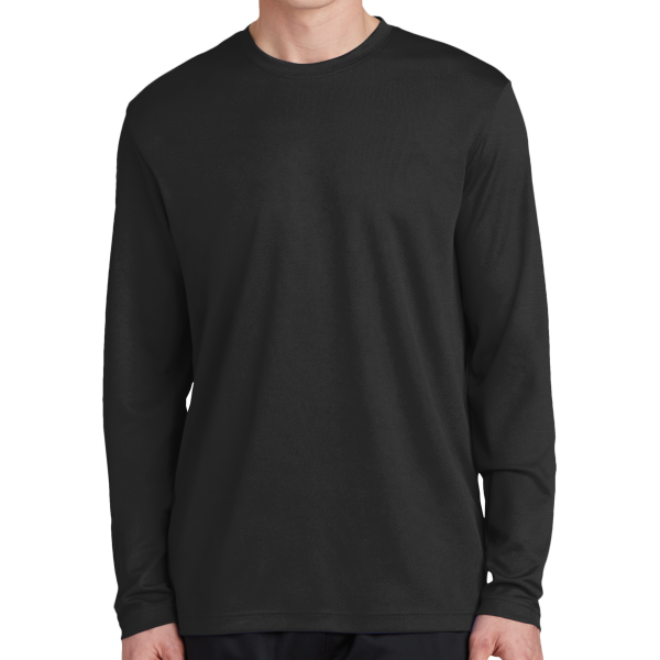 Sport Tek PosiCharge ® RacerMesh ® Long Sleeve Tee, Black, Front view