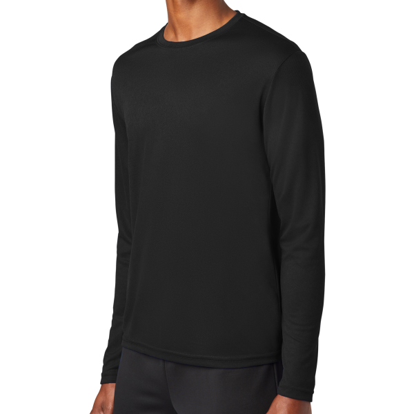 Sport Tek PosiCharge ® RacerMesh ® Long Sleeve Tee, Black, Left Sleeve view