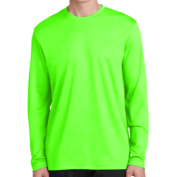 Sport Tek PosiCharge ® RacerMesh ® Long Sleeve Tee, Neon Green, Front view