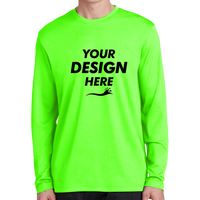 Sport Tek PosiCharge ® RacerMesh ® Long Sleeve Tee, Neon Green, Front view, Mockup