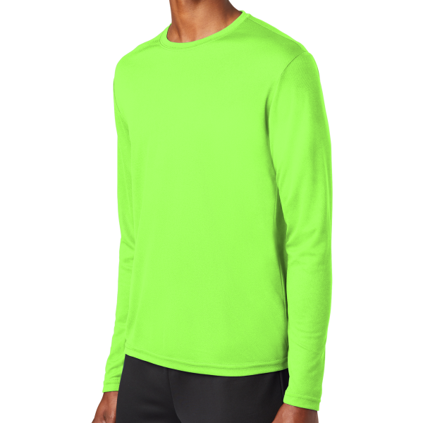 Sport Tek PosiCharge ® RacerMesh ® Long Sleeve Tee, Neon Green, Left Sleeve view