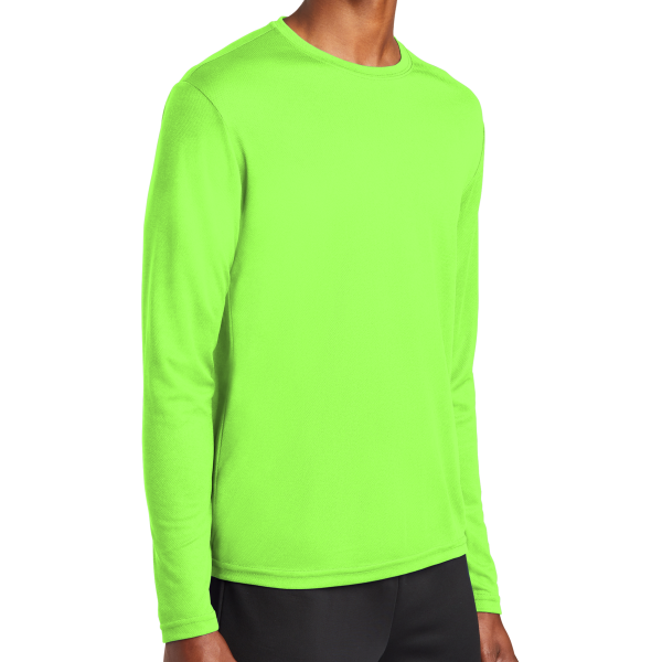 Sport Tek PosiCharge ® RacerMesh ® Long Sleeve Tee, Neon Green, Right Sleeve view