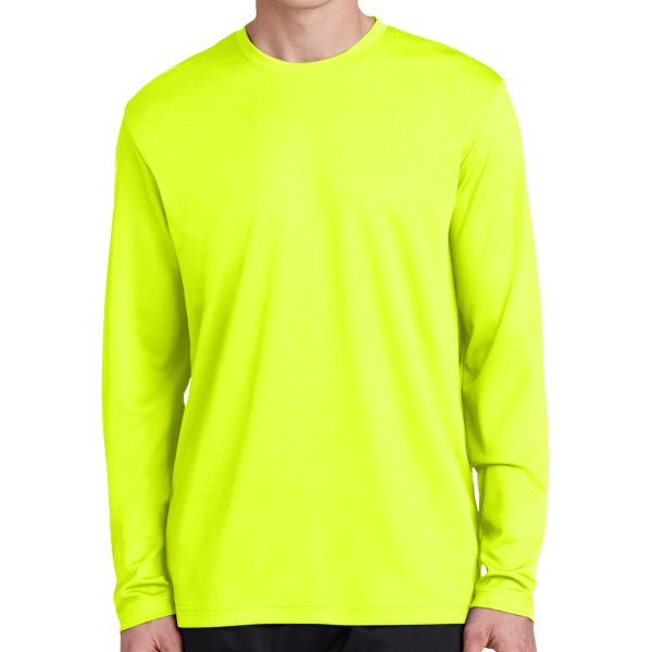 Sport Tek PosiCharge ® RacerMesh ® Long Sleeve Tee, Neon Yellow, Front view