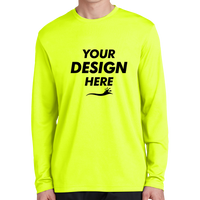 Sport Tek PosiCharge ® RacerMesh ® Long Sleeve Tee, Neon Yellow, Front view, Mockup
