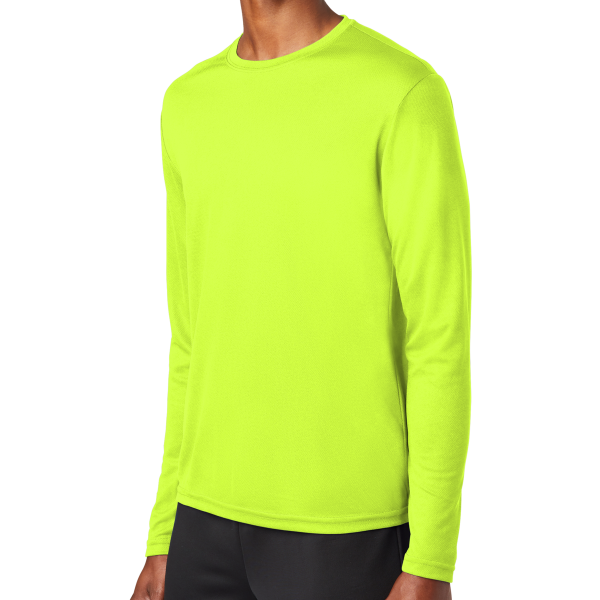 Sport Tek PosiCharge ® RacerMesh ® Long Sleeve Tee, Neon Yellow, Left Sleeve view