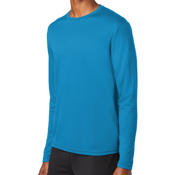 Sport Tek PosiCharge ® RacerMesh ® Long Sleeve Tee, Pond Blue, Left Sleeve view
