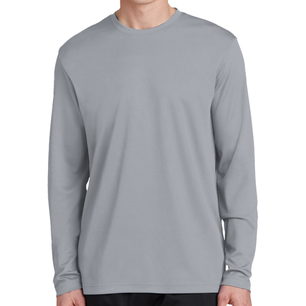 Sport Tek PosiCharge ® RacerMesh ® Long Sleeve Tee, Silver, Front view