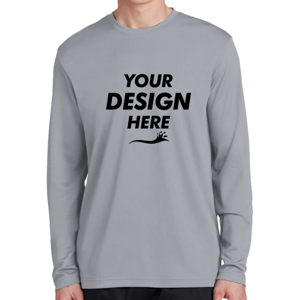 Sport Tek PosiCharge ® RacerMesh ® Long Sleeve Tee, Silver, Front view, Mockup