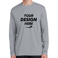 Sport Tek PosiCharge ® RacerMesh ® Long Sleeve Tee, Silver, Front view, Mockup