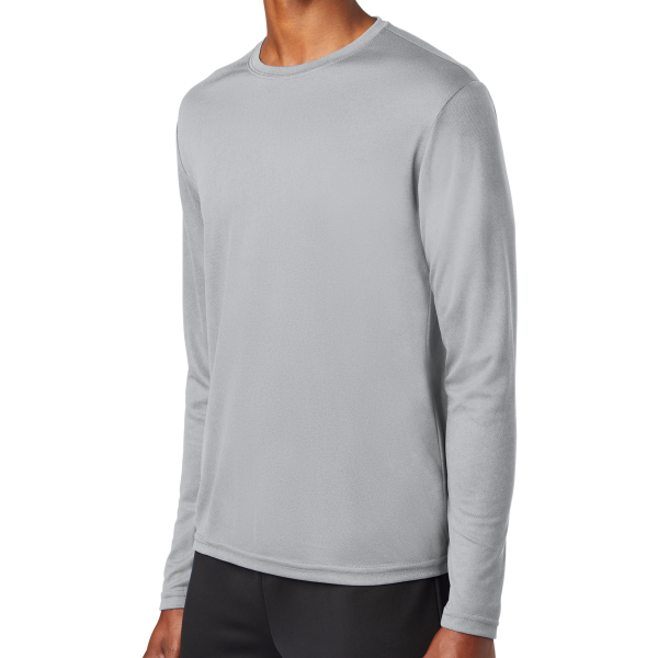 Sport Tek PosiCharge ® RacerMesh ® Long Sleeve Tee, Silver, Left Sleeve view