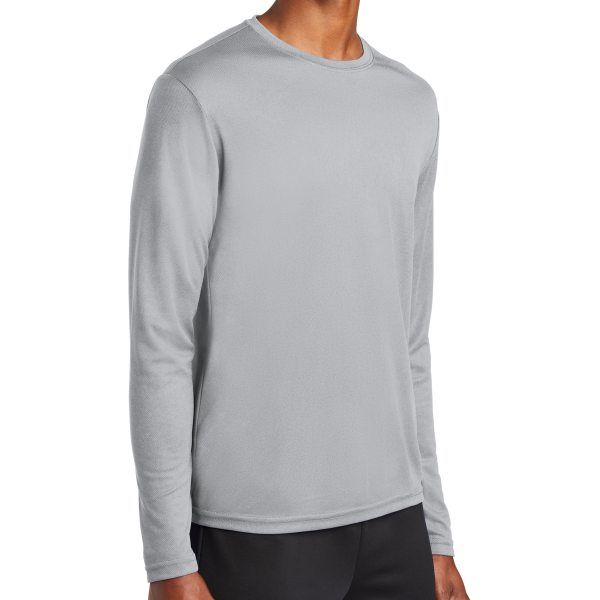 Sport Tek PosiCharge ® RacerMesh ® Long Sleeve Tee, Silver, Right Sleeve view
