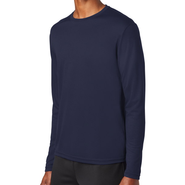 Sport Tek PosiCharge ® RacerMesh ® Long Sleeve Tee, True Navy, Left Sleeve view