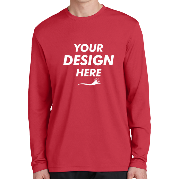Sport Tek PosiCharge ® RacerMesh ® Long Sleeve Tee, True Red, Front view, Mockup