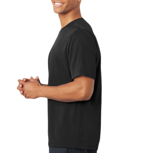 Sport Tek PosiCharge ® RacerMesh ® Tee, Black, Left Sleeve view