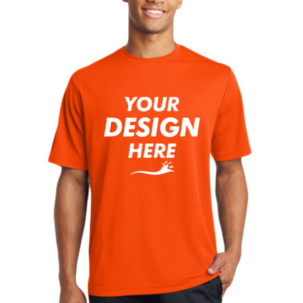Sport Tek PosiCharge ® RacerMesh ® Tee, Neon Orange, Front view, Mockup