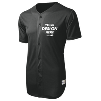 Sport Tek PosiCharge ® Tough Mesh Full Button Jersey, Black, Front view, Mockup