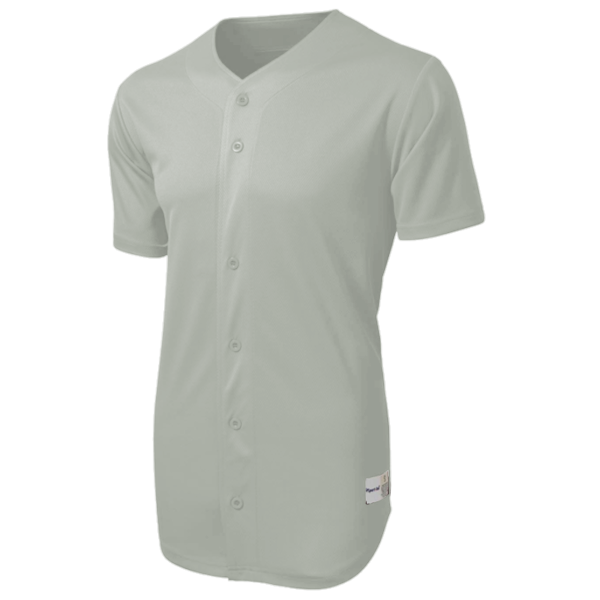 Sport Tek PosiCharge ® Tough Mesh Full Button Jersey, Silver, Front view