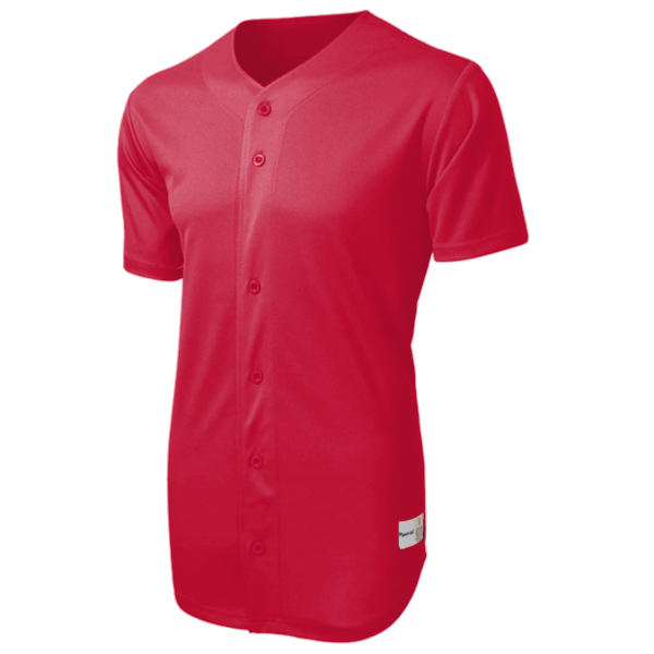 Sport Tek PosiCharge ® Tough Mesh Full Button Jersey, True Red, Front view