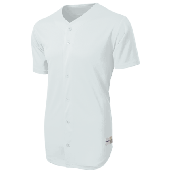 Sport Tek PosiCharge ® Tough Mesh Full Button Jersey, White, Front view