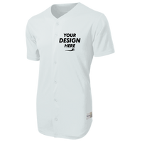 Sport Tek PosiCharge ® Tough Mesh Full Button Jersey, White, Front view, Mockup