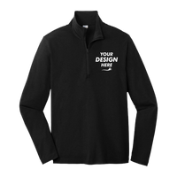 Sport Tek PosiCharge ® Tri Blend Wicking 1/4 Zip Pullover, Black Triad Solid, Front view, Mockup