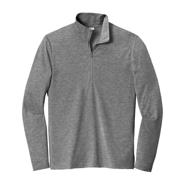 Sport Tek PosiCharge ® Tri Blend Wicking 1/4 Zip Pullover, Dark Grey Heather, Front view