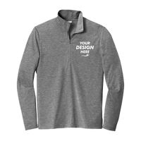 Sport Tek PosiCharge ® Tri Blend Wicking 1/4 Zip Pullover, Dark Grey Heather, Front view, Mockup