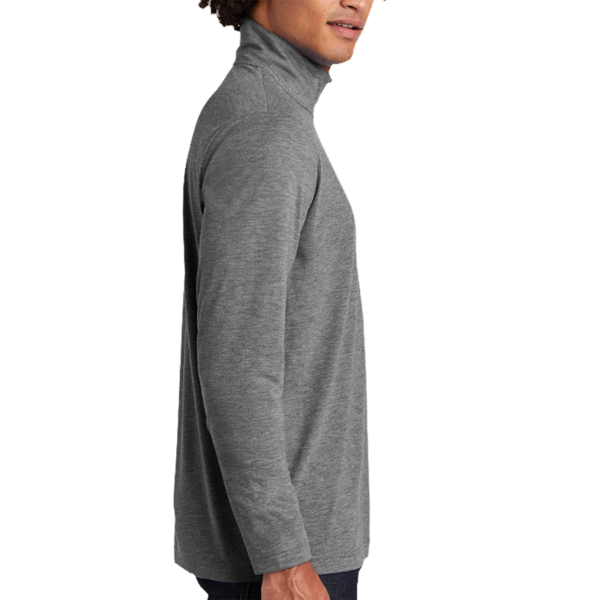 Sport Tek PosiCharge ® Tri Blend Wicking 1/4 Zip Pullover, Dark Grey Heather, Right Sleeve view
